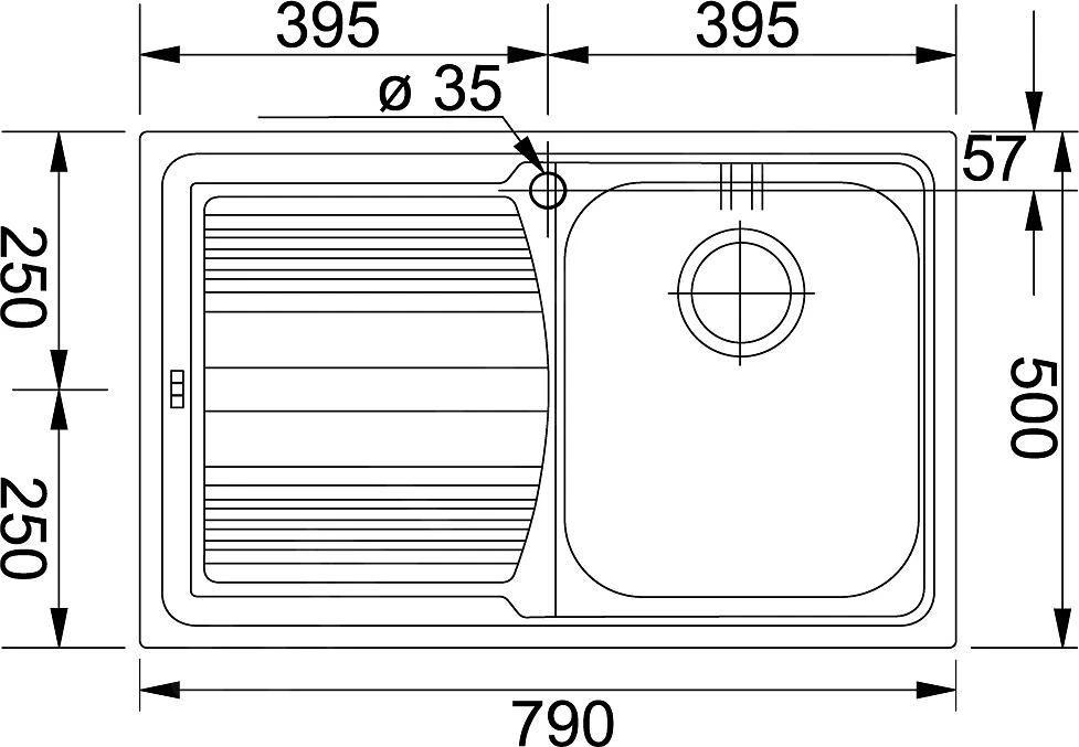Franke Logica - Spülbecken Edelstahl LLL 611/2, 790x500 Mm, Leinenstruktur 101.0120.183 – Bild 2