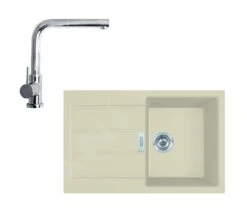 Franke Sets - Set T82, Tectonite-Spüle S2D 611-78 Und Armatur FN 0147.031, Beige / Chrom 143.0675.730