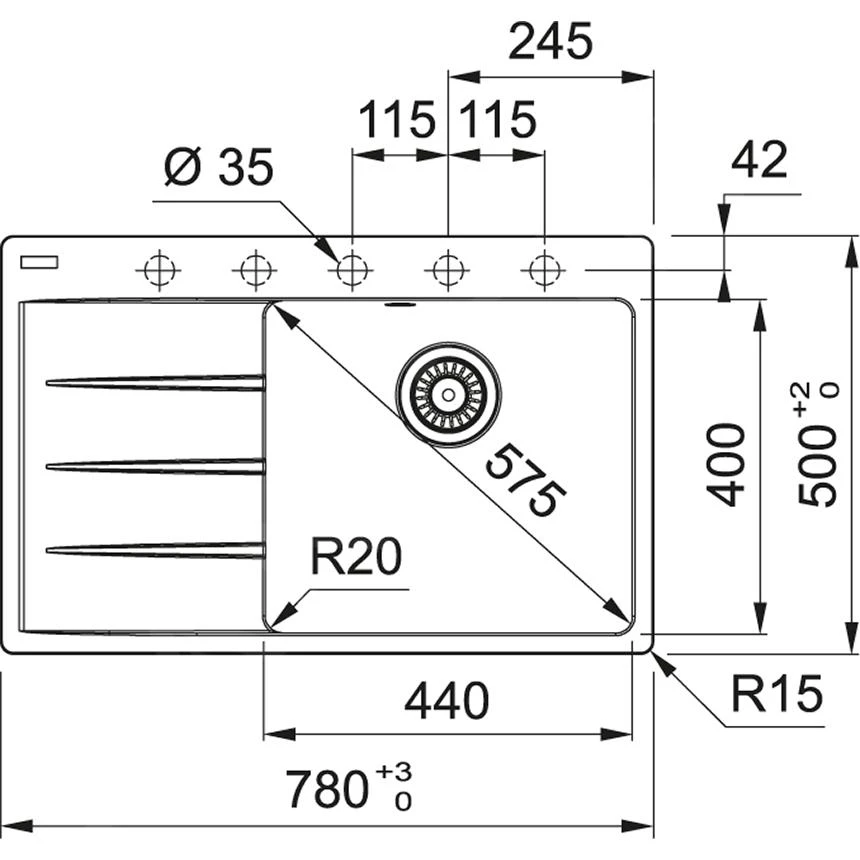 Franke Sets - Set G226, Fragranit Spülbecken CNG 611-78 TL/7 Und Küchenarmatur FP 0408.031, Graustein/Chrom 114.0650.822 – Bild 2