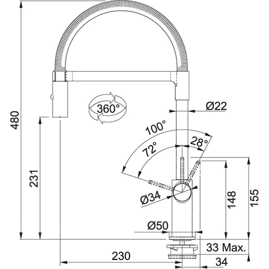Franke Küchenarmaturen - Spültischarmatur Mit Federarm Und Umsteller, Chrom 115.0265.997 – Bild 2