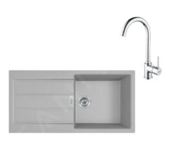 Franke Sets - Küchenset T108, Tectonite-Spüle S2D 611-100 Und Armatur FP 9000.31, Grau / Chrom 143.0675.738