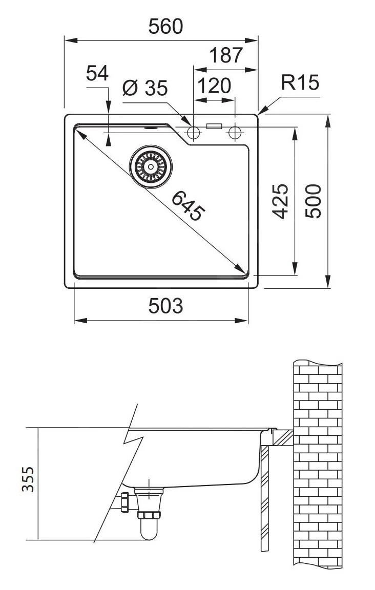 Franke Urban - Fragranit Spülbecken UBG 610-56, 560x500 Mm, Kaschmir 114.0582.765 – Bild 2