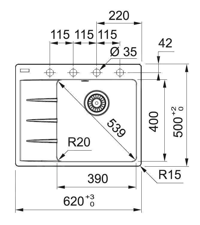 Franke Sets - Set G220, Fragranit Spülbecken CNG 611-62 TL/7 Und Küchenarmatur Samoa, Kaschmir/Chrom 114.0650.745 – Bild 2
