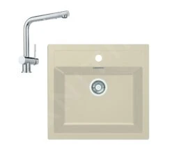 Franke Sets - Küchenset T13, Tectonite-Spüle SID 610 Und Samoa-Armatur, Beige / Chrom 143.0675.723