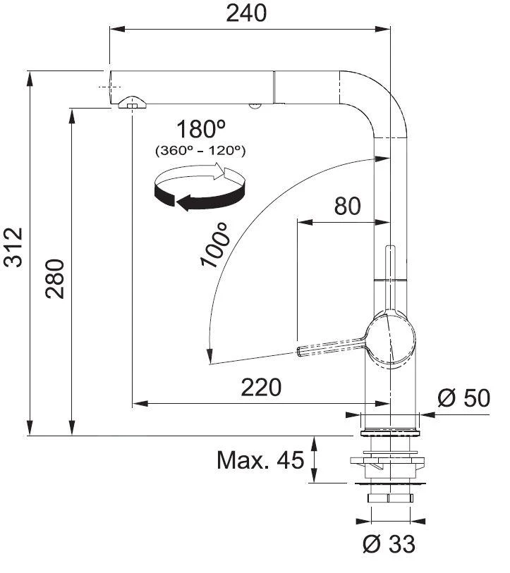 Franke Active - Einhebelmischer FN 5351.149, Mit Ablaufbedienung Twist Und Ausziehbarer Brause, Edelstahl 115.0653.505 – Bild 2