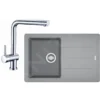 Franke Sets - Küchenset G97, Fragranit Spülbecken BFG 611-78, Steingrau + Küchenarmatur SAMOA, Chrom 114.0439.156