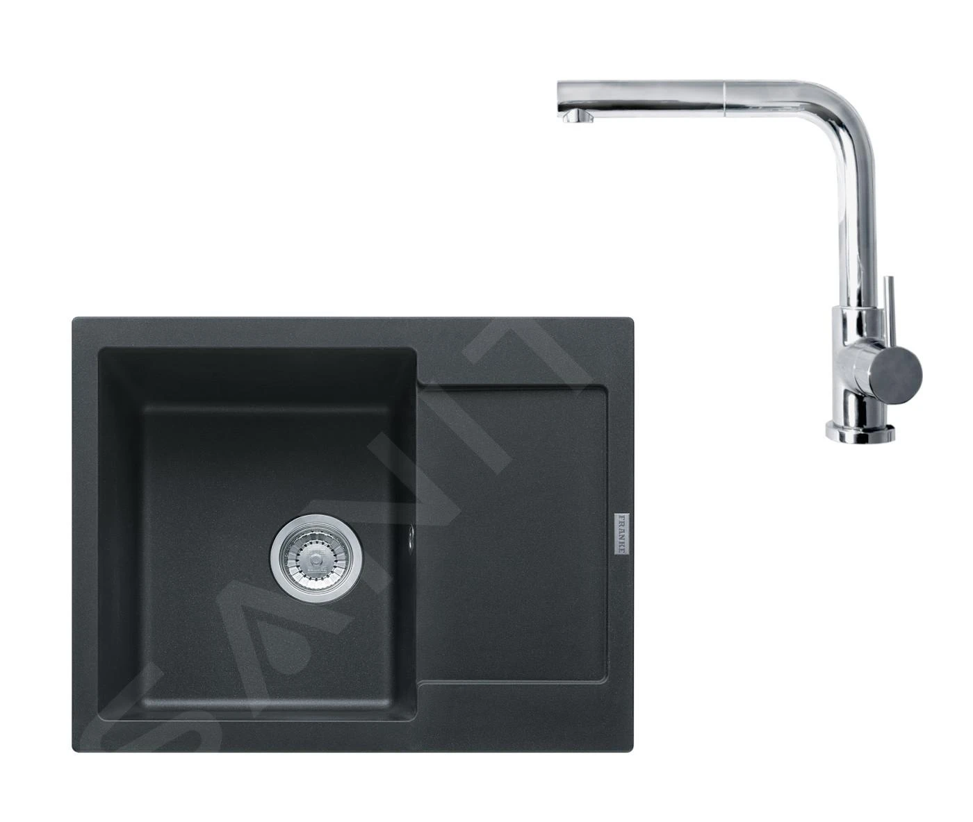 Franke Sets - Set G8, Fragranit Spülbecken MRG 611-62 Und Küchenarmatur FN 0147.031, Schwarz Matt/Chrom 114.0650.569