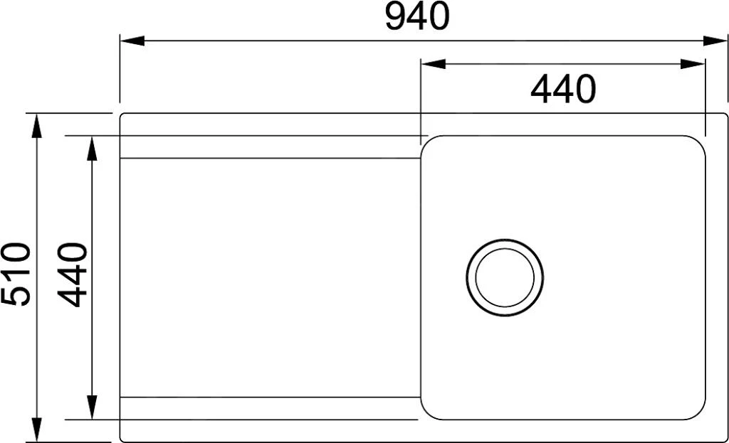 Franke Orion - Tectonite Spülbecken OID 611, 940x510 Mm, Schwarz 114.0288.543 – Bild 2