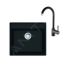 Franke Sets - Set G245, Fragranitspüle MRG 610-52 RTL Und Armatur FP 9000.071, Onyx 114.0675.638