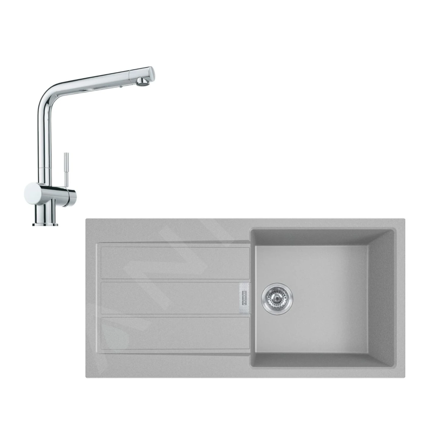 Franke Sets - Küchenset T76, Tectonite-Spüle S2D 611-100 Und Spültischarmatur Samoa, Grau/ververchromtt 143.0650.602