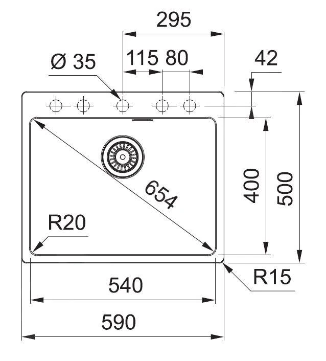 Franke Maris - Fragranit Küchenspüle MRG 610-54 FTL, 590x500 Mm, Schwarz Matt 114.0661.453 – Bild 2