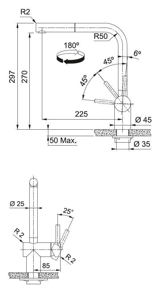 Franke Atlas Neo - Spültischarmatur FC 3791 Mit Ausziehbarem Auslauf, Edelstahl 115.0521.438 – Bild 2