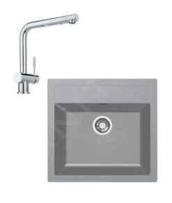 Franke Sets - Küchenset T13, Tectonite-Spüle SID 610 Und Spültischarmatur Samoa, Grau/ververchromtt 143.0650.597