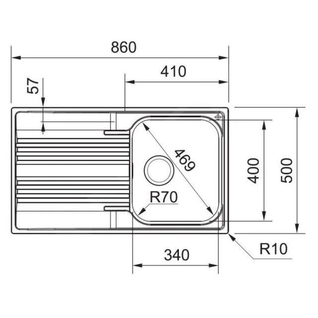Franke Smart - Spülbecken Edelstahl SRX 611-86, 860 X 500 Mm, Siphon 101.0395.016 – Bild 2