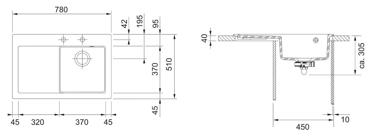 Franke Mythos - Keramikpüle MTK 611-78/2, 780x510 Mm, Graphit 124.0433.446 – Bild 2