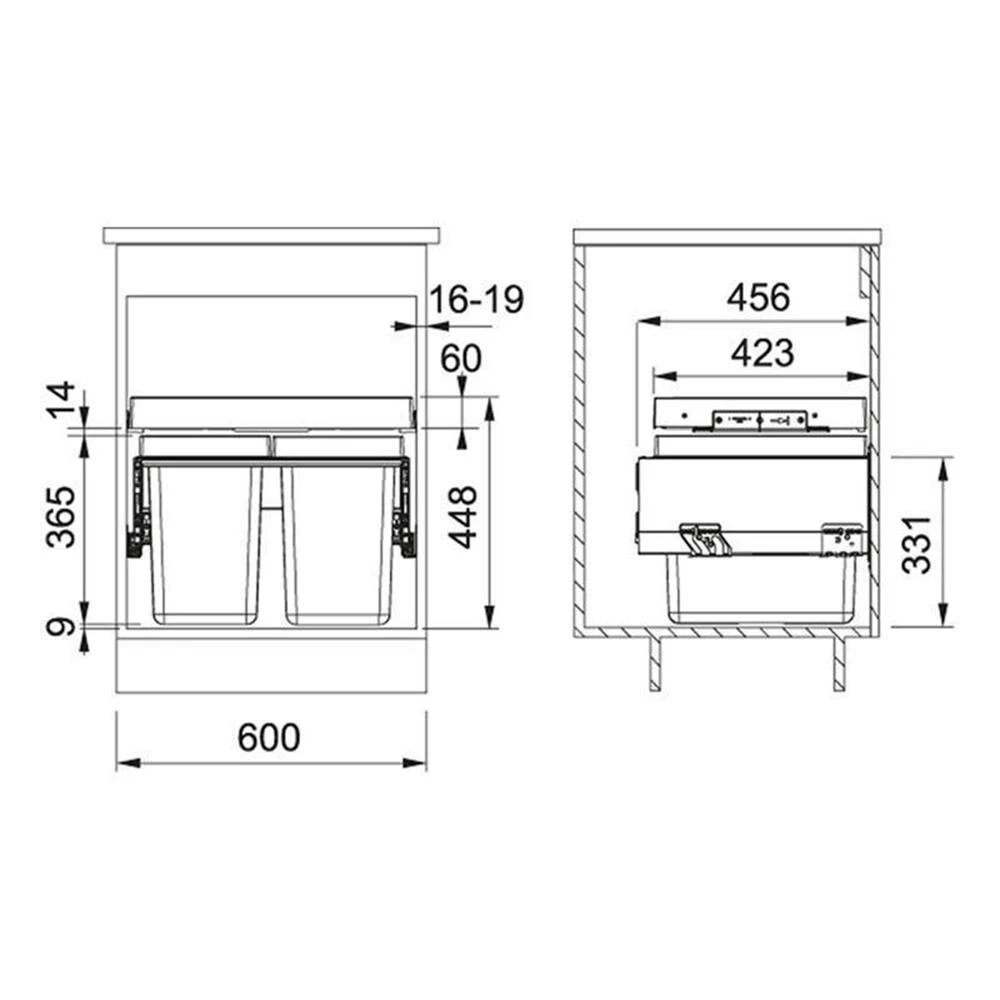 Franke Einbau-Abfallsammler Sorter FX 60 Frontauszug Abfalltrennung 2-fach – Bild 2