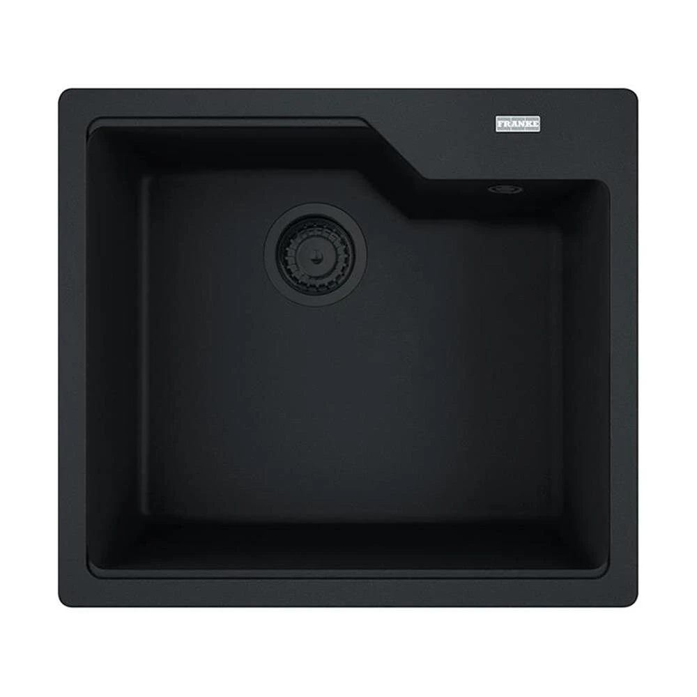 Franke Einbaubecken Urban UBG 610-56 Fragranit Black Matt - Black Collection, Drehknopfventil