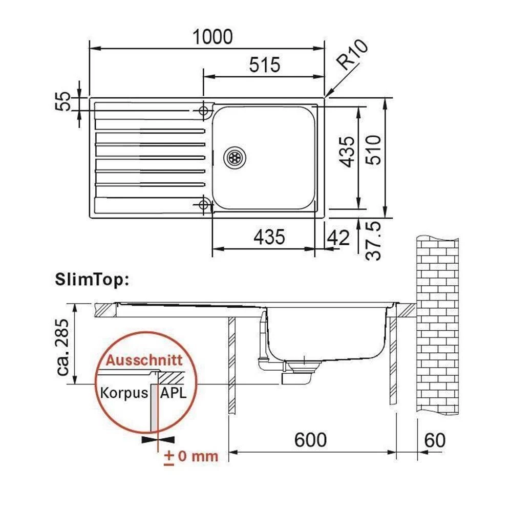 Franke Einbauspüle Argos AGX 211-100 Edelstahl, Druckknopfventil – Bild 4