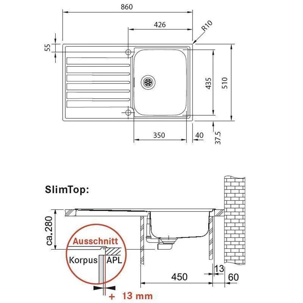 Franke Einbauspüle Argos AGX 211 Edelstahl, Druckknopfventil – Bild 3