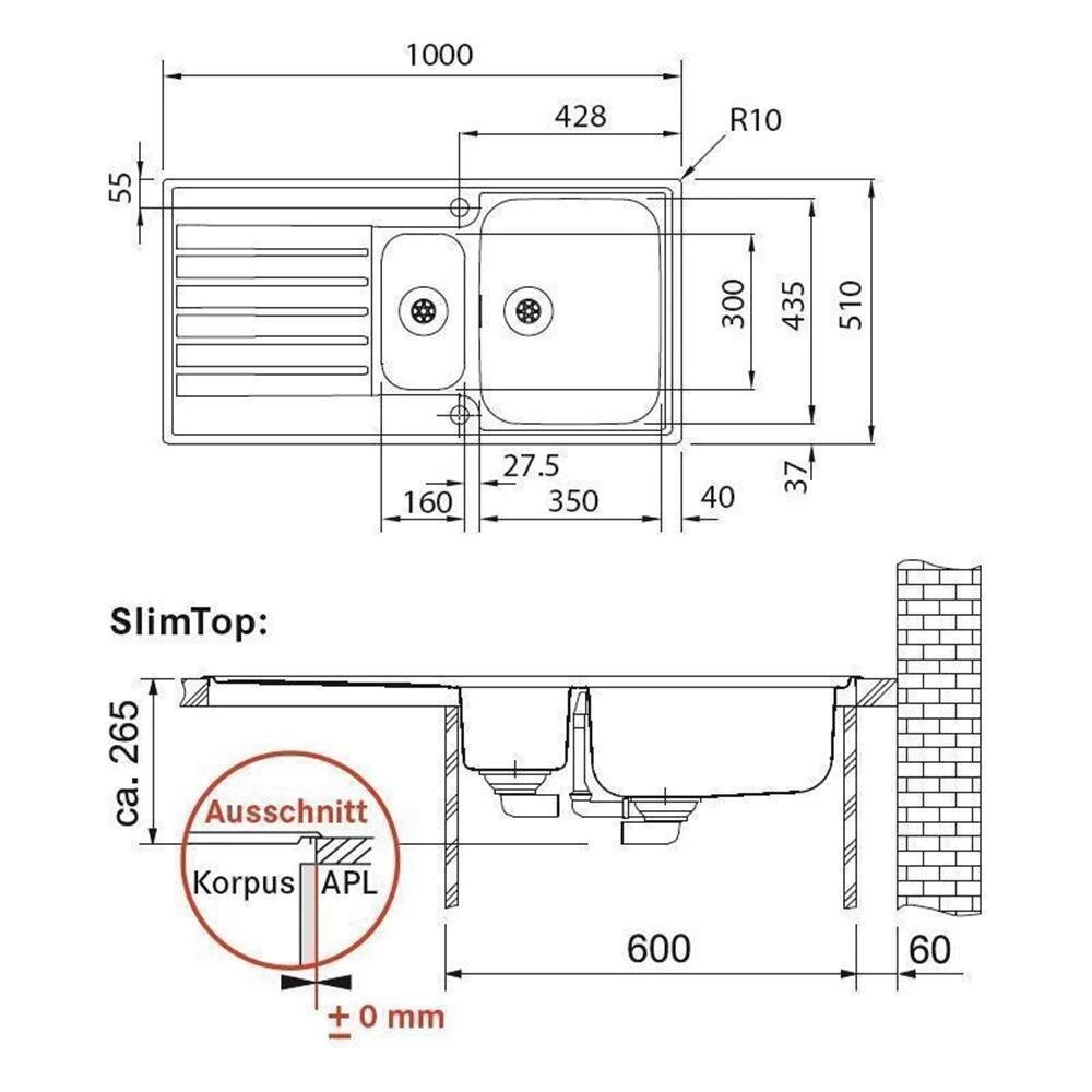 Franke Einbauspüle Argos G AGX 251 G Edelstahl, Druckknopfventil – Bild 4