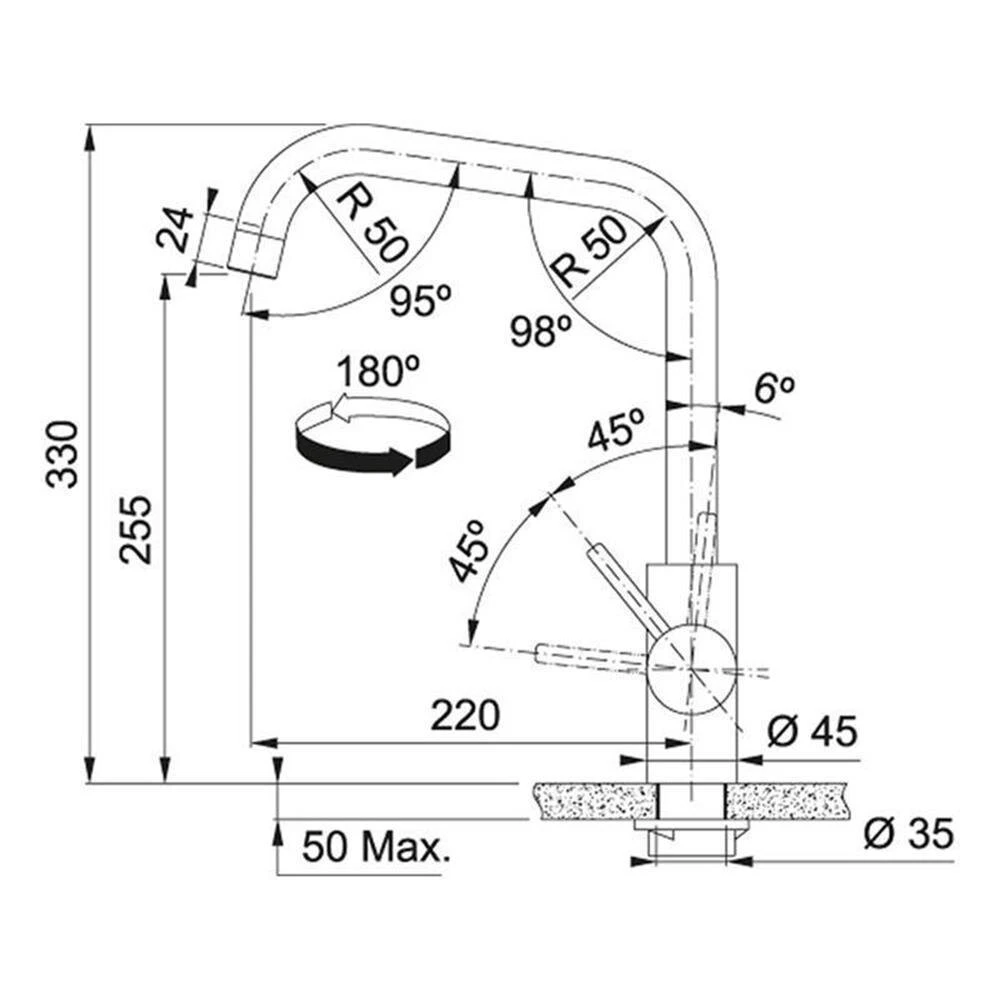 Franke Küchenarmatur Kubus Festauslauf Hochdruck Edelstahl Massiv – Bild 3