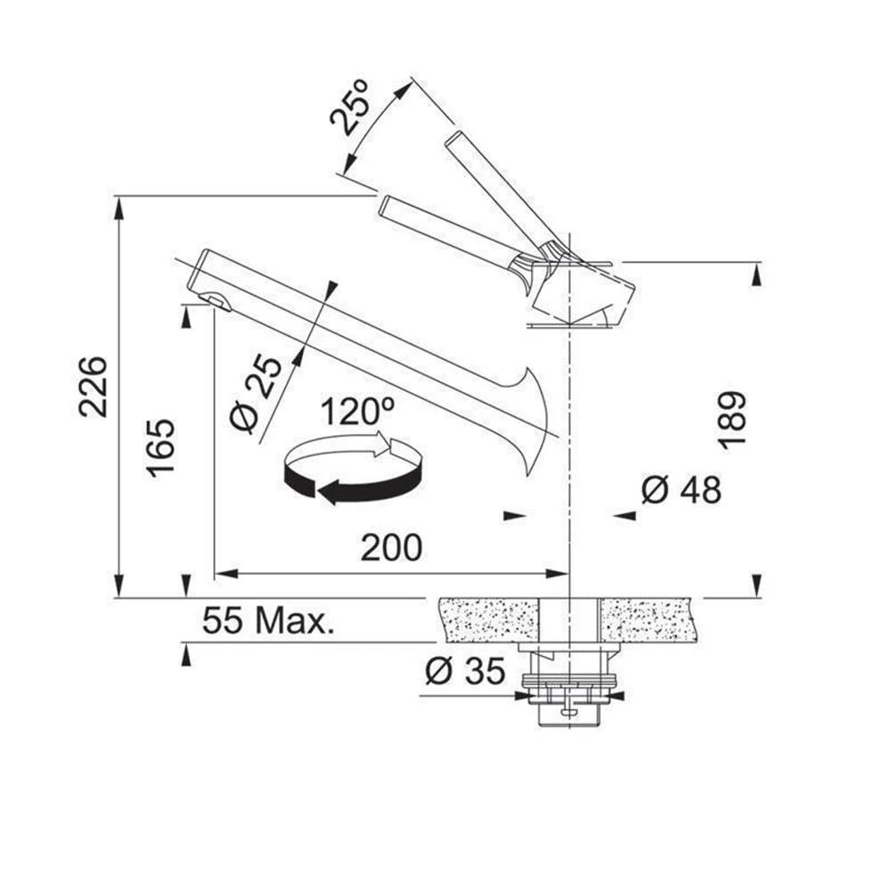 Franke Küchenarmatur Taros Neo Festauslauf Edelstahl – Bild 2