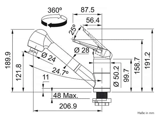 Franke Novara-Plus Chrom - 115.0693.500 Niederdruckarmatur – Bild 3