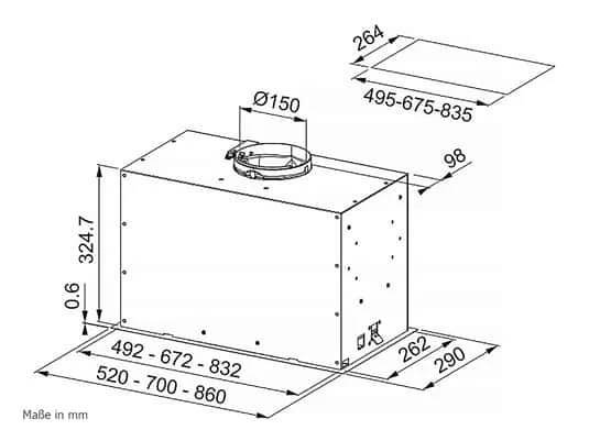 Franke Inca Lux FBFP BK MATT A52 Lüfterbaustein 52 Cm Schwarz Matt