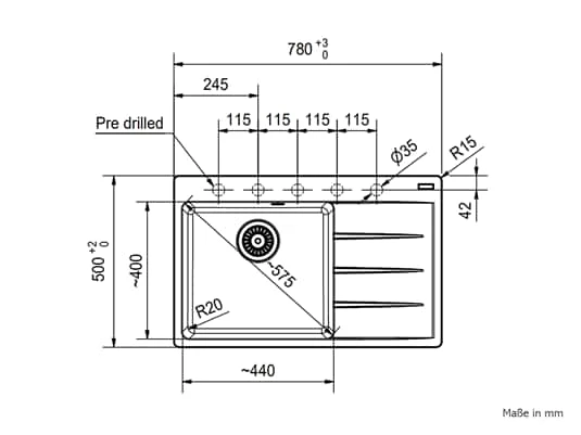 Franke Centro CNG 611-78A Cashmere - 114.0685.104 Granitspüle Exzenterbetätigung – Bild 2