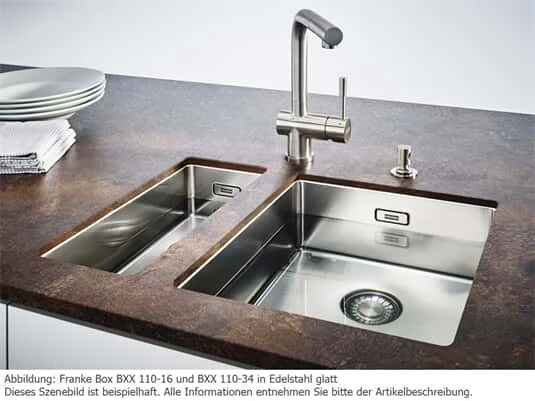 Franke Box BXX 110-34 Edelstahlspüle Glatt - 122.0374.690 Unterbau – Bild 2