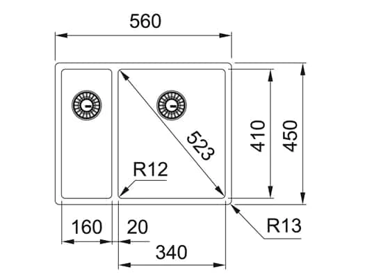 Franke Box BXX 160-34-16 Edelstahlspüle Glatt - 122.0375.283 Unterbau – Bild 3