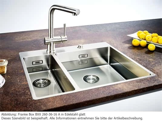 Franke Box BXX 260-36-16 A Edelstahlspüle Glatt - 127.0361.234 Auflage/ Flächenbündig – Bild 2