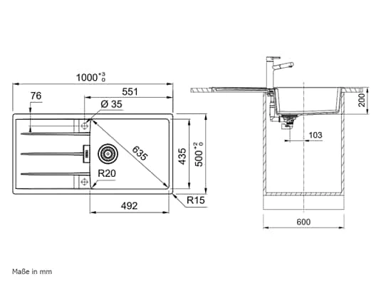 Franke Centro CNG 611-100 Black Matt - 114.0682.505 Exzenterbetätigung – Bild 3