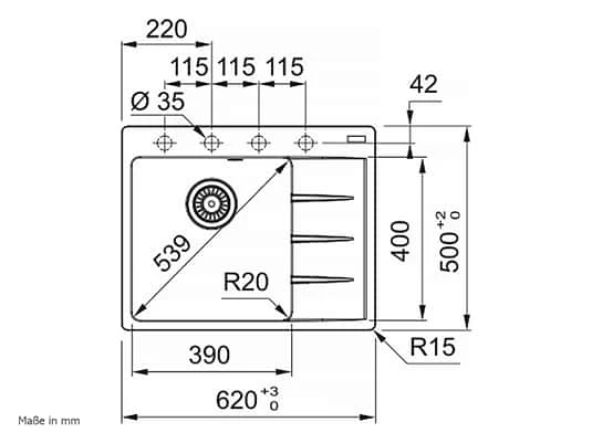 Franke Centro CNG 611-62 A Cashmere - 114.0685.108 Granitspüle Exzenterbetätigung