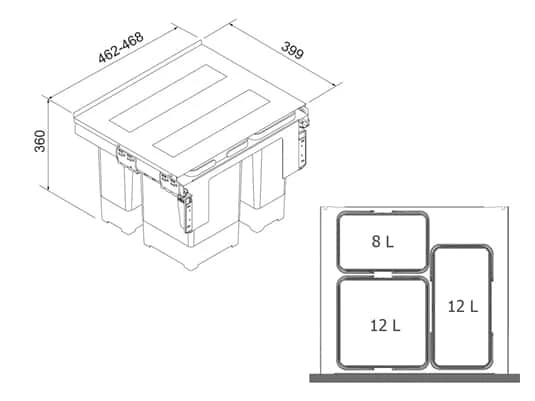 Franke Sorter Garbo 50-3 - 121.0200.691 Einbau Abfallsammler – Bild 3
