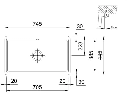 Franke Kubus KBK 110-70 Magnolia - 126.0381.440 Keramikspüle – Bild 4