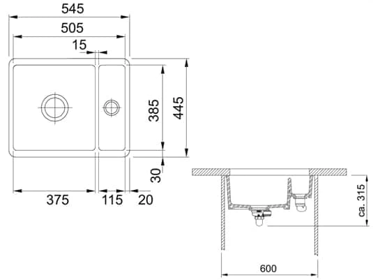 Franke Kubus KBK 160 Magnolia - 126.0335.884 Keramikspüle – Bild 2