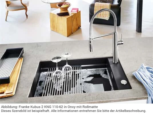 Franke Kubus 2 KNG 110-62 Cashmere - 125.0512.516 Granitspüle Exzenterbetätigung – Bild 5