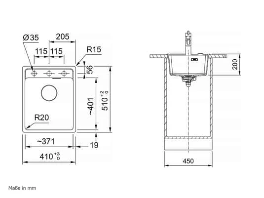 Franke Maris MRG 610-37 A Onyx - 114.0658.216 Granitspüle Handbetätigung – Bild 2