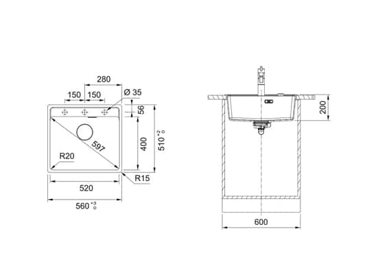 Franke Maris MRG 610-52 A Onyx - 114.0658.293 Granitspüle – Bild 4