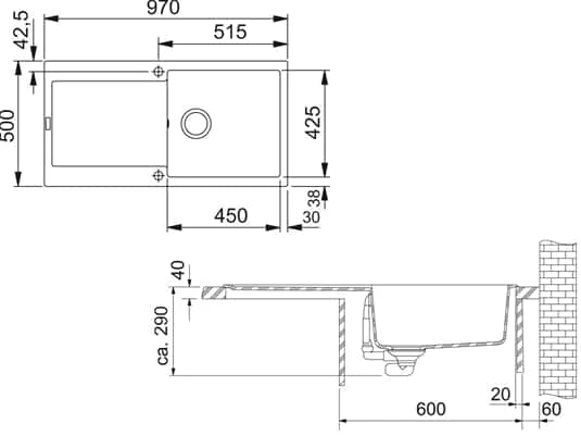 Franke Maris MRG 611 Cashmere - 114.0477.361 Granitspüle Exzenterbetätigung – Bild 5