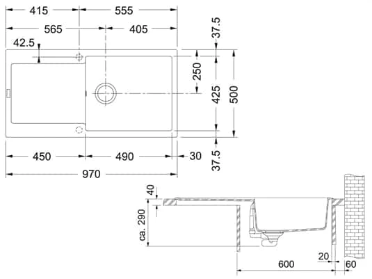 Franke Maris MRG 611-100 XL Cashmere - 114.0477.377 Granitspüle Exzenterbetätigung – Bild 5