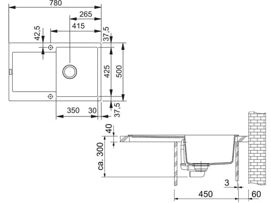 Franke Maris MRG 611 Glacier GranitspüleDruckknopfventil