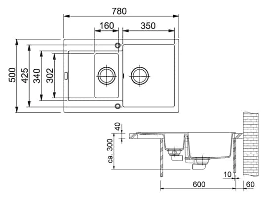 Franke Maris MRG 651-78 Glacier - 114.0477.303 Granitspüle Exzenterbetätigung – Bild 3