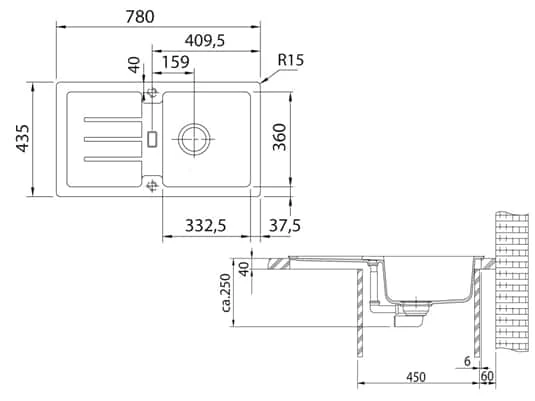 Franke Strata STG 614-78 Steingrau - 114.0303.671 Granitspüle Stopfenventil – Bild 3