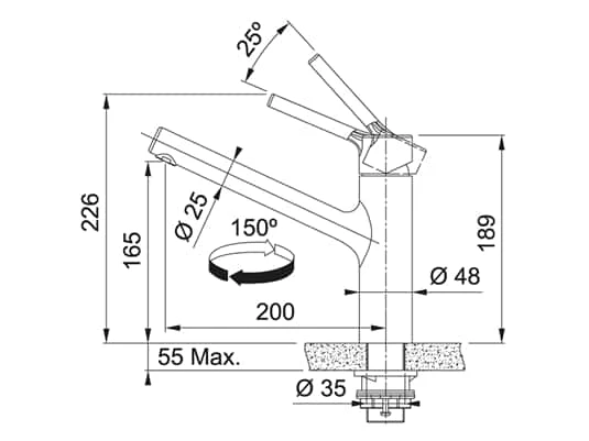 Franke Taros Neo Edelstahl – 115.0596.320 Hochdruckarmatur